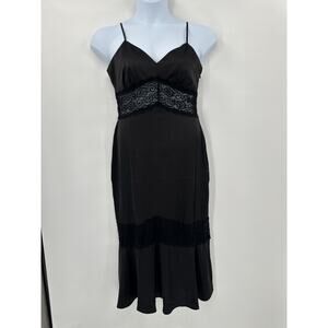 Express Slip Dress Womens Medium Midi Babydoll Black Lace‎ Whimsigoth Witchy Y2K